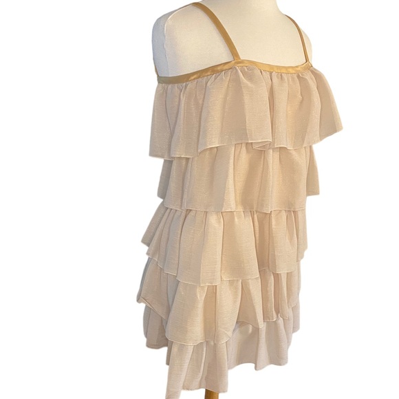 Nwt Erin Fetherston for Target Gold Tiered Ruffle Dress Juniors 9 - Picture 1 of 9